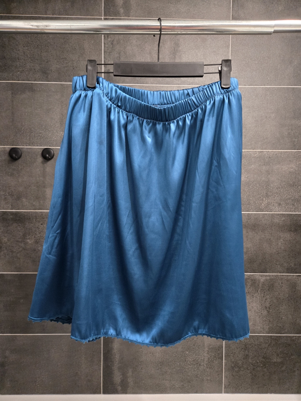3/$15 SUMMER CLEARANCE — Upcycled Blue Satin A-Line Women's Skirt